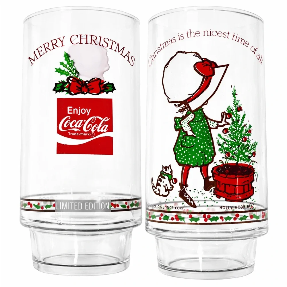 Vintage Holly Hobbie Coca-Cola Christmas Glasses Set of 4 Limited Edition 1970s